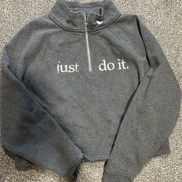 Nike Tops - Just Do It Nike Metallic letter quarter zip